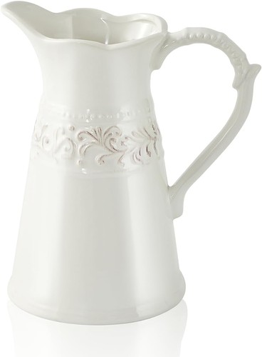 White ceramic pitcher - pitcher, vase