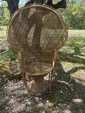 Vintage Wicker Rattan Peacock
