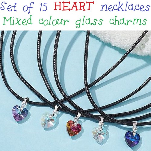 15pcs glass heart charm - 15pcs,