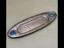 Arts And Crafts Copper And Blue Ruskin Tray Desk Top Pen Antique C1880