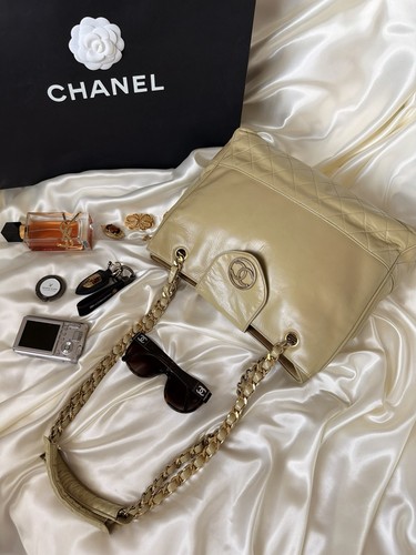 Chanel beige quilted lambskin - chanel,