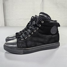 Hermes Mens Sneakers Black 9 UK Suede Shearling High Top Jimmy Shoes 43