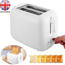 Compact 2 Slice White Toaster 650W Cool Touch with Adjustable Browning Defrost