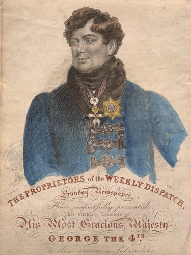 Antique hand coloured king - antique,