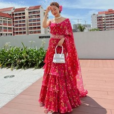 Floral Ruffle Lehenga Sari