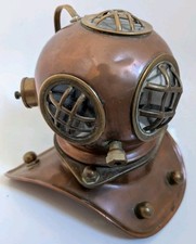 Vintage Brass & Copper Diving Helmet - Siebe Gorman Style - Decorative 17cm Tall