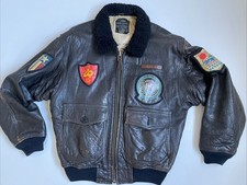 Men’s Genuine Avirex Jacket Type G-1  U.S. Navy  Dark Brown Leather Size S