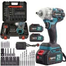 2 Batteries Cordless Impact Wrench Kit Cordless Drill Bit Set Car Repair Wheel
