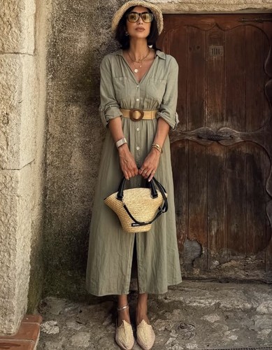 Zara new khaki collared - collared, linen