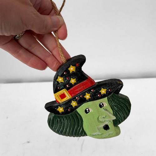 Vtg wooden witch - wooden, ornaments