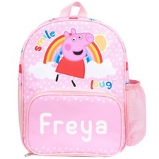 Peppa Pig Personalised Kids Backpack for Girls Nursery Bag Mesh Pocket 2 comp