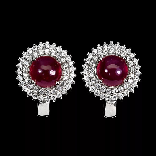 Silver earrings ruby - silver, genuine