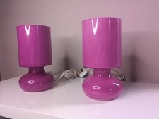 Vintage IKEA LYKTA Hot Pink Fuchsia Glass Lamps (Pair) – Excellent Condition