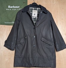 Barbour X Alexa Chung Cropped Maisie Waxed Cotton Jacket Black Size 14 VGC
