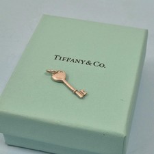 Tiffany & Co Mini Silver Heart Key Small Diamond Pendant Charm For Necklace 1"