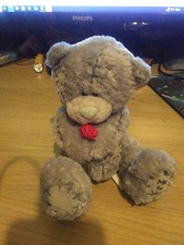 Me To You tatty teddy valentine bear grey plush soft blue nose holding rose