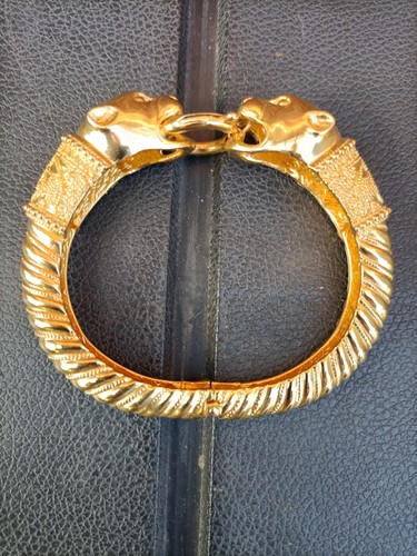Gold plated panther bracelet - gold,