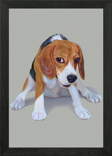 Oil painted beagle - painted, framed