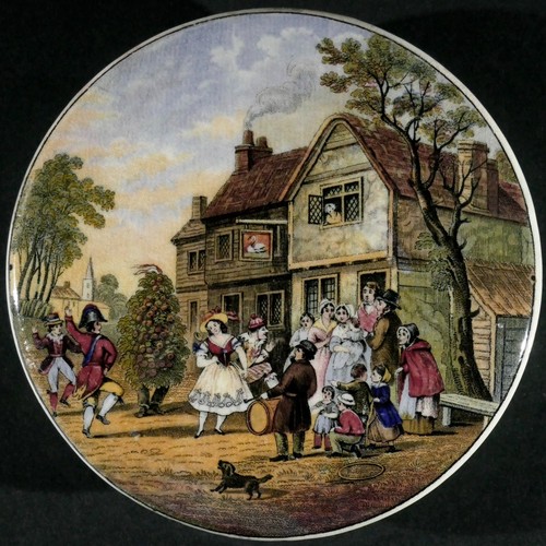 Prattware pot lid may day - may,