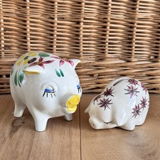 Vintage Piggy Bank Pair Floral