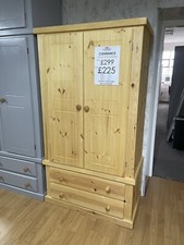 Ex Display Solid Pine Gents 2 Door Wardrobe With Drawers