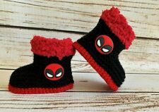 Baby Boy Girl Hand Knitted Booties Boots Deadpool Super hero 0-12m Marvel DC