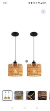 2 Woven Pendant Light Boho