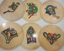 Connemara Bodhrans placemats x6 coaters x6 Ireland Irish drums boxed