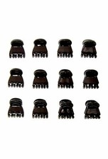 12 Mini Claw Clips Black 1cm