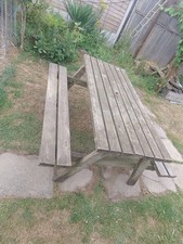 Wooden Picnic Table Bench  Garden Outdoor