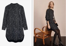 Hush Gardenia Faces Patterned Tunic Dress L/sleeves Designer Uk 10 Vgc #D1