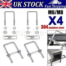 4* Square U-Bolt 40mm Inner Width 80mm Length Steel M6/M8 with Nut Plate Washer