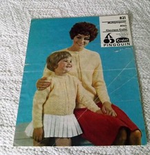 ORIGINAL, VINTAGE, PINGOUIN, KNITTING PATTERN No. 821 MOTHER & DAUGHTER CARDIGAN