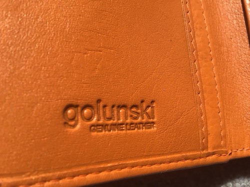 Orange leather golunski zip - orange,