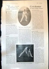 Antique Old Print Cricket Lord Dalmeny Fields Bats Straight Drive Oval 1906