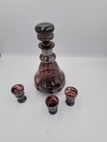 Vintage glass decanter set - vintage,