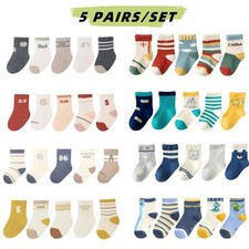 5 Pairs Kids Cotton Socks Boys Girls Baby Infant 0-6 Years Soft Daily Wear