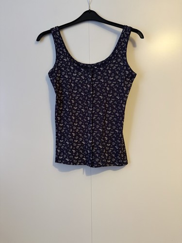 Navy floral ribbed vest - navy,