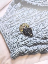 1950s EGYPTIAN? HEAD-DRESS PAINT FACE MASK ETHNIC BLACK GLASS BROOCH 