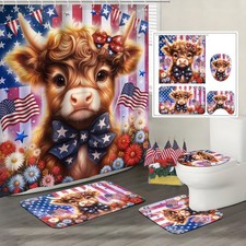4th of July Cow Shower Curtain