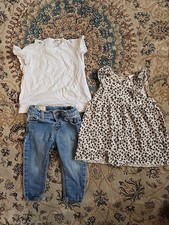Zara Baby Girl Bundle X3 6-9 Months X1 Blue Jeans X1 White Top X1 Dress Cute