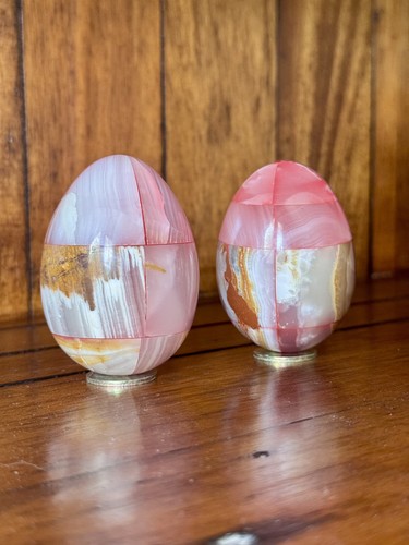 Pair pink onyx marble stone - pair,