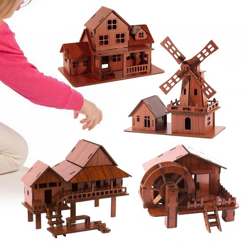 Puzzle wooden house - 3d,