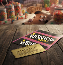 Wonka Bar Wrapper + Golden Ticket - Premium Quality Fits Galaxy 110g Or Similar