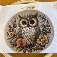 Owl Embroidery kit printed