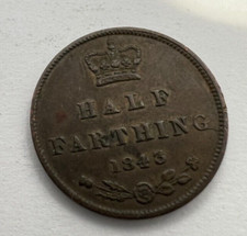 1843 Half Farthing Coin Queen