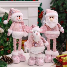 Santa Claus Snowman Elk Pink Telescopic Doll Ornament Merry Christmas Decor UK
