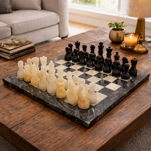 Premium marble chess - set, black