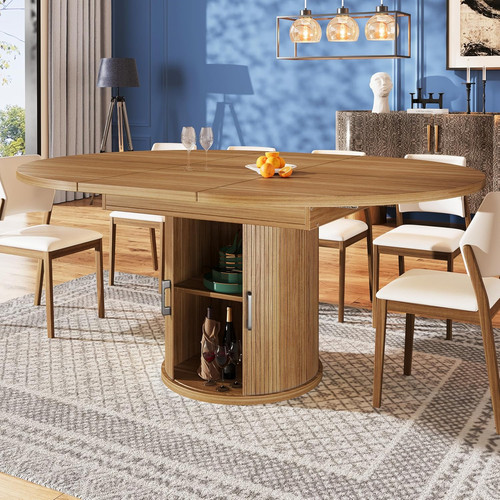 Round extendable dining - extendable, table