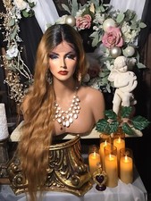 NEW, 32” (R) RED W/ Subtle Blonde Streaks LACE  FRONT W LACE MOVABLE PART WIG!